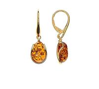 Bernstein Ohrringe von Artisana-Schmuck, elegante moderne Ohrhänger aus Bernstein und 925/000 Sterling Silber vergoldet