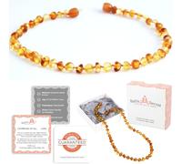 Bernsteinkette für Damen, Herren & die ganze Familie - Handgefertigte echt Bernstein Kette - Edelstein Halskette Damen Geschenkidee - ideal als kleine Weinachtsgeschenke (ZITRONE + HONIG, 35 CM)