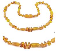 Bernsteinkette Handgefertigt - Echter Naturbernstein Schmuck für Damen, Herren & Teenager - Unisex Kette, Ostsee Bernstein, Geschenkidee, Glücksbringer, Edelsteinkette (Honig Natur, 31 CM)