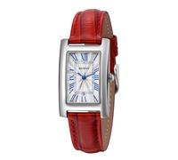 BERNY Damen Armbanduhren Klassisch Rechteckig Quarzuhr für Damen Wasserdicht Weiches Lederband Uhr,Rot