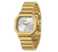BERNY Gold Watch Herrenuhr Klassisch Quadratisch 3ATM Wasserdicht Analog Quarzuhren Edelstahlarmband Freizeituhren