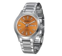 BERNY Herren-Armbanduhr Aus Massivem Edelstahl Quarz, Wasserdicht Sportuhr Für Herren Bunte Zifferblätter Zur Auswahl Orange/Abendrot Im Zickzackmuster (Sunset Chevron)