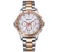 BERNY Uhr für Männer Chronograph Quarzuhr Edelstahl Aviator 10ATM wasserdichte Armbanduhren Leuchtende Herrenuhren