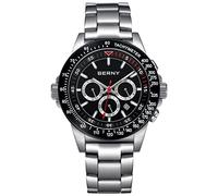 BERNY Uhr für Männer Chronograph Quarzuhr Edelstahl Aviator 10ATM wasserdichte Armbanduhren Leuchtende Herrenuhren