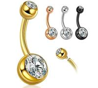 Berry Only G23 Clicker Piercing Bauchnabel für Frauen,Bauchnabelpiercing 12mm Schwarz Body Piercing Schmuck Anti-Allergie 316L Edelstahl Reverse Curved Schmuck Körperschmuck