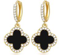 Berry Only Love&Forever Ohrringe für Frauen,Vierblättriges Kleeblatt Damen Silber 925,Ohrstecker Antiallergische Ohrringe,Geschenke Frauen Weihnachten,Schwarze Schnalle