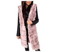 Berrykey Wintermäntel für Damen, Kunstfellweste, Winterweste, Pullover, Mäntel, modisch, ärmellos, lange Jacke