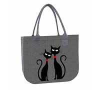 Bertoni Einkaufstasche LADY XL mit Aufdruck Black Cats - Praktische und leichte Tragetasche mit Reißverschluss - Für das Format A4 - Filztasche, Dameneinkaufstasche, Einkaufsbeutel