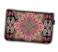 Bertoni Kosmetiktasche Damen Schminktasche aus Filz mit Reißverschluss Elegant Flach Kulturbeutel Federmappe Taschenorganizer (Polka)