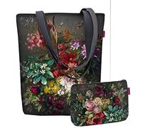 Bertoni Schultertasche Kosmetiktasche 2er Set Tasche Schminktasche Organizer Einkaufstasche Shopper Codura Mit Reißverschluss Sunny Solo Bouquet