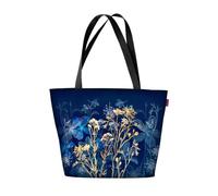 Bertoni Tasche HOLI mit buntem Aufdruck - Blumenmuster - Große Handtasche für Strand, Pool, Urlaub, Stadt, Universität - Tasche für Studium und Schule mit Reißverschluss, passend für A4-Format