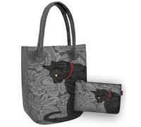 Bertoni Tasche Set Kosmetiktasche Schultertasche Umhängetasche Shopper Tote Bag Handtasche Filz Polyester Einkaufstasche 45x35x5 cm Schminktasche 24x15 cm Blob