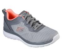 Berufsschuh SKECHERS "BOUNTIFUL - QUICK PATH", Damen, Gr. 38, grau, koralle, Lederimitat, Textil, Schuhe, Freizeitschuh, Halbschuh, Schnürschuh mit gepolsterter Innensohle (84735257-38) grau, koralle