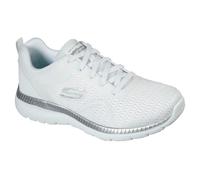 Berufsschuh SKECHERS "BOUNTIFUL - QUICK PATH", Damen, Gr. 40, weiß, silberfarben, Lederimitat, Textil, Schuhe Berufsschuh, Freizeitschuh, Halbschuh, Schnürschuh mit gepolsterter Innensohle (25707165-4