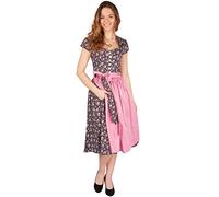 Berwin&Wolff Dirndl Taupe floral inkl. Schürze rosa 70er Länge (34, Taupe mit rosa)