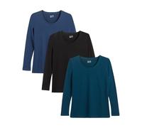 berydale Basic Rundhals Langarm-Shirts für Damen 3er Pack aus 100% Baumwolle I Damen Longsleeve in vielen Farben