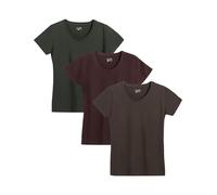 berydale Damen Bd157 T-Shirt, Graubraun, Dunkelgrün, Burgunder, L