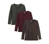 berydale Basic Rundhals Langarm-Shirts für Damen 3er Pack aus 100% Baumwolle I Damen Longsleeve in vielen Farben