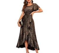 Berylove Abendkleider Lang Mit Ärmeln Glitzerkleid Ballkleid Glitzer Frauen Kleider Luxus Schicke Kleider Jugendweihe Kleider Lang Abiballkleider 007 Gold S