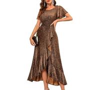 Berylove Abendkleider Lang Mit Ärmeln Glitzerkleid Ballkleid Glitzer Frauen Kleider Luxus Schicke Kleider Jugendweihe Kleider Lang Abiballkleider 007 Brown M