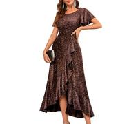 Berylove Abiballkleider Cocktailkleid Glitzerkleid Abendkleider Elegant Für Hochzeit Frauen Kleider Luxus Schicke Kleider Prom Dress Long 007 Rose Gold M