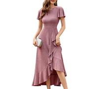 Berylove Damen Elegantes Glitzer Abendkleid Lang Hochzeitsgast Festkleid Ballkleid Für Feierliche Anlässe 007 Blush L