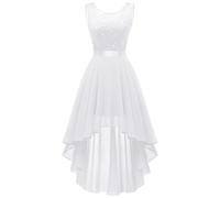 Berylove Damen Hochzeitskleid Weiß Cocktailkleid Abendkleid Lang Brautmode Standesamtkleid Hochzeitsgastkleid Curvykleid Jugendweihekleid BLP7035XP White L