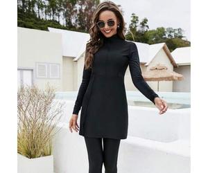 Bescheidener Badeanzug für Frauen, vollständige Abdeckung Bademode, islamisch, schwarzer Badeanzug, Burkini Badeanzug für Urlaub und Sommer