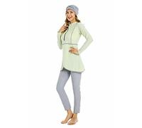 Bescheidener Plus Size Badeanzug für Frauen mit Langen Ärmeln Volle Abdeckung Bukini Bescheidener Badeanzug für Mädchen Gepolstert (XL, X10)
