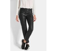 Stoffhose GOLDNER "Kurzgröße Slim Fit Leder-Hose Bella, hoher Bund", Damen, Gr. 20, K-Gr, schwarz, Obermaterial: 67% Baumwolle CO. 30% Polyester PES. 3% Elasthan EL., Hosen Stoffhose (55653747-20) sch