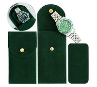 Besforu 4 x Uhren-Reiseetui für Damen und Herren, tragbare Samt-Uhrentasche, Uhren-Aufbewahrungstasche und Organizer (4 Grün)