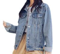 Beskie Oversized Denim Jacke für Frauen Grils Langarm Boyfriend Jeansjacken Lose Mantel Gr. 34-40, Blau 1