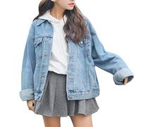 Beskie Oversized Denim Jacke für Frauen Grils Langarm Boyfriend Jeansjacken Lose Mantel Gr. Small, blau