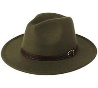 Besoogii Klassischer Breitkrempiger Fedora-Hut für Damen und Herren mit Gürtelschnalle Filz Panama Hut, Einheitsgröße