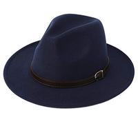 Besoogii Klassischer Breitkrempiger Fedora Hut für Damen und Herren mit Gürtelschnalle Filz Panama Hut, Einheitsgröße