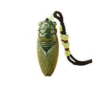 Besot Handarbeit, natürliche dunkelgrüne HeTian-Jade, geschnitzt, Zikade, Glücksamulett, Anhänger feiner Schmuck, Natürliche Hetian Jade, Naturstein