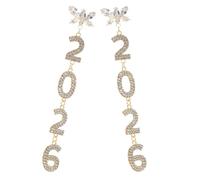 BESPORTBLE 1 Paar Strass Schmetterlingsohrringe für Damen - 14cm Goldfarbene Hängeohrringe Funkelnder Schmuck für Silvester und Neujahrsfeier