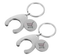 BESPORTBLE 2 Stück Einkaufswagen Schlüsselanhänger mit Münzfunktion aus Edelstahl und Zinklegierung Einkaufswagen Entriegelungsschlüssel Praktisches Alltagszubehör für Herren