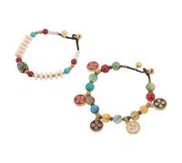 BESPORTBLE 2 Stück Handgefertigte Damen Perlenarmbänder aus Naturstein Buntes Ethnisches Retro Boho Armband für Festtage und Geburtstagsfeiern