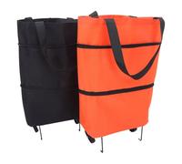 BESPORTBLE 2 Stück pack Faltbarer Einkaufswagen aus Oxford Stoff mit Rädern Tragbarer Faltwagen für Stadtstraßen und Enge Gänge Zusammenklappbar und Robust für Einkäufe