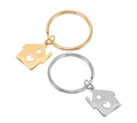 BESPORTBLE 2 Stück Schlüsselanhänger Herz Anhänger aus Edelstahl Kleiner Haus Anhänger in Gold Silber Kompakter Taschen und Rucksack Schmuck für Damen Herren