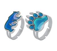 BESPORTBLE 2 Stück Thermochromischer Farbwechsel Finger Ringe Offene Bärenpfote Eisbär Design Stimmungsring Für Damen Herren Festival Schmuck Accessoire