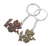 BESPORTBLE 2 Stück Vintage Metall Drachen Schlüsselanhänger in Rot und Grünkupfer Leichter Taschen und Autoanhänger mit Chinesischem Feng Shui Design Dekorative Gastgeschenke
