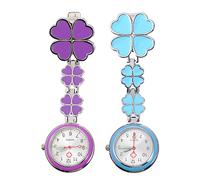BESPORTBLE 2stücke Edelstahl Nurse Pocket Watch Clip-typ Schwesternuhr Mit Stabilem Gehäuse Langlebig Genau Kleeblatt Design Leicht Einziehbar Modisch Für Pflegepersonal Und Studenten Himmelb