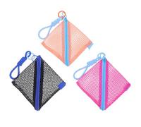 BESPORTBLE 3 Stück Mini Kulturtasche mit Reißverschluss Transparente Mesh Aufbewahrungstasche Tragbare Münzgeldbörse für Lippenstift Kopfhörer Karten und Kleine Accessoires Reise