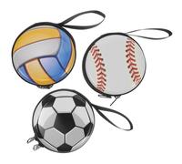 BESPORTBLE 3 Stück Runde Fußball Münzbeutel aus Metall mit Reißverschluss Kleine Sportball Geldbörsen für Kleingeld und Schlüssel Handliche Aufbewahrungstaschen für Weihnachten und Party