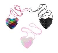 BESPORTBLE 3 Stück Teiliges Herzförmiges Münzportemonnaie mit Lanyard Praktische Glitzer Geldbörse für Damen für Kosmetik Schlüssel Zufälligen Farben Zufällige Farbe