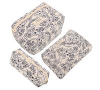 BESPORTBLE 3stücke Kosmetikbeutel Aus Baumwolle Mit Blumenmuster Make-up-Tasche Zum Reisen Schminktasche Für Hautpflegeprodukte Und Kleinteile Praktischer Kulturbeutel Mit Griff Für