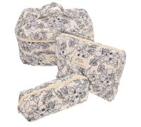 BESPORTBLE 3stücke Kosmetiktasche Mit Blumenmuster Reiseetui Für Make-up-Pinsel Kulturbeutel Aus Baumwolle Make-up-Organizer Für Hautpflegeprodukte Und Accessoires Tragbar Für Reisen Und