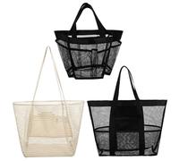 BESPORTBLE 3stücke Netz-Strandtasche Große Tragbare Tasche für Strandurlaub Reise-netztasche mit Fächern für Strandutensilien Robuste Campingtasche aus Nylonfasern für Pooltage und Besorgunge